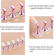Acrylic Nail Display Stand DIY Nail Crystal Holder Magnetic Practice Stands With Reusable Adhesive Putty Clay For False Nail Tip Manicure Tool (Pink) Nails Display Practice Magnetic Fake Nail Holder For Painting Nails For False Fingernail Manicure Tool Home DIY Salon Supplies - 400 miếng băng dính hai mặt - Xem 3