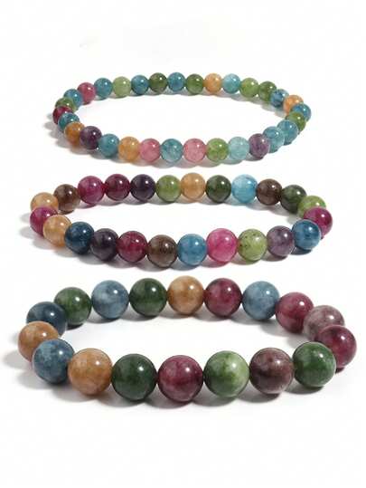 1pc Natural Colored Tourmaline Bracelet, Protection, Self-Confidence, Reduce Fears, Promote Wealth And Prosperity Yoga Meditation Jewelry For Women Men