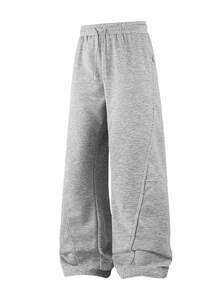 Women's Loose Wide Leg Pants, With Design Details And Drawstring Waist, Casual Style Sweatpants For Daily Wear, Jogging And Other Occasions, Versatile Spring/Summer Item - Grey - View 5