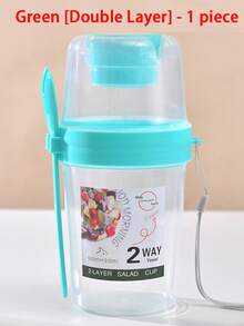 1pc Breakfast Salad Cup, Breakfast Food Container Jar, Portable Fruit & Vegetable Snack Cup With Fork Lid, Yogurt Cup, Diet Cup, Portable Water Cup, Suitable For School, Office, Kitchen, Christmas Gift, Back To School Supplies - Multicolor - View 13