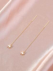 1 Pair Micro-Inlaid Zirconia Star Pendant Tassel Pierced Earrings - Yellow Gold - View 5
