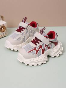 1双男女通用透气网面厚底运动鞋，耐穿防滑休闲鞋，时尚百搭学生跑步鞋，轻便厚底运动鞋，适合春秋季穿着 - 紅色 - 查看 4