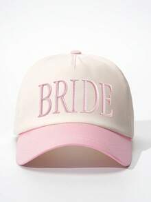 1顶女士刺绣“BRIDE”撞色棒球帽，可调节户外防晒休闲帽，适合春秋季旅行、海滩度假，男女通用Y2K风格遮阳帽 - 米拼粉 - 查看 7