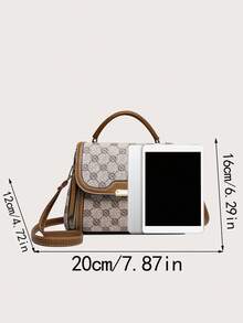 Fashionable Niche One Shoulder Crossbody Handbag, Large Capacity Retro Chic Small Square Bag - Grey - View 6