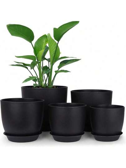 5 piezas/1 pieza Macetas Utopia Home - Macetas de jardín con drenaje para interiores, adecuadas para macetas de plástico para flores de interior - Excelentes para contener rellenos o decorar habitaciones, oficina, hogar, Año Nuevo, Día de San Valentín