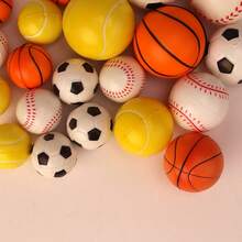 4cm Printed PU Foam Squeeze Ball, Textured Surface Basketball/Football/Rugby Stress Relief Toy, Slow Rebound - Birthday/Holiday Gift - Multicolor - View 5