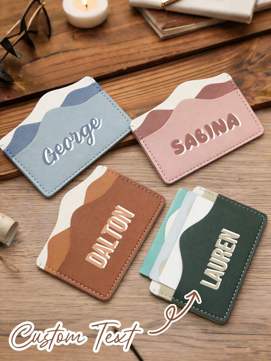 Billetera personalizada, Portacartillas de crédito de piel de PU delgada personalizada con letra personalizada, Billetera de piel de PU, Portacartillas, Minimalista, Fácil de limpiar, Ahorro de espacio, Adecuado como regalo para hombres, mujeres, parejas, familia, amigos, novia, aniversario, cumpleaños, vacaciones, Día de San Valentín, Día de la Madre - Multicolor - Ver 1