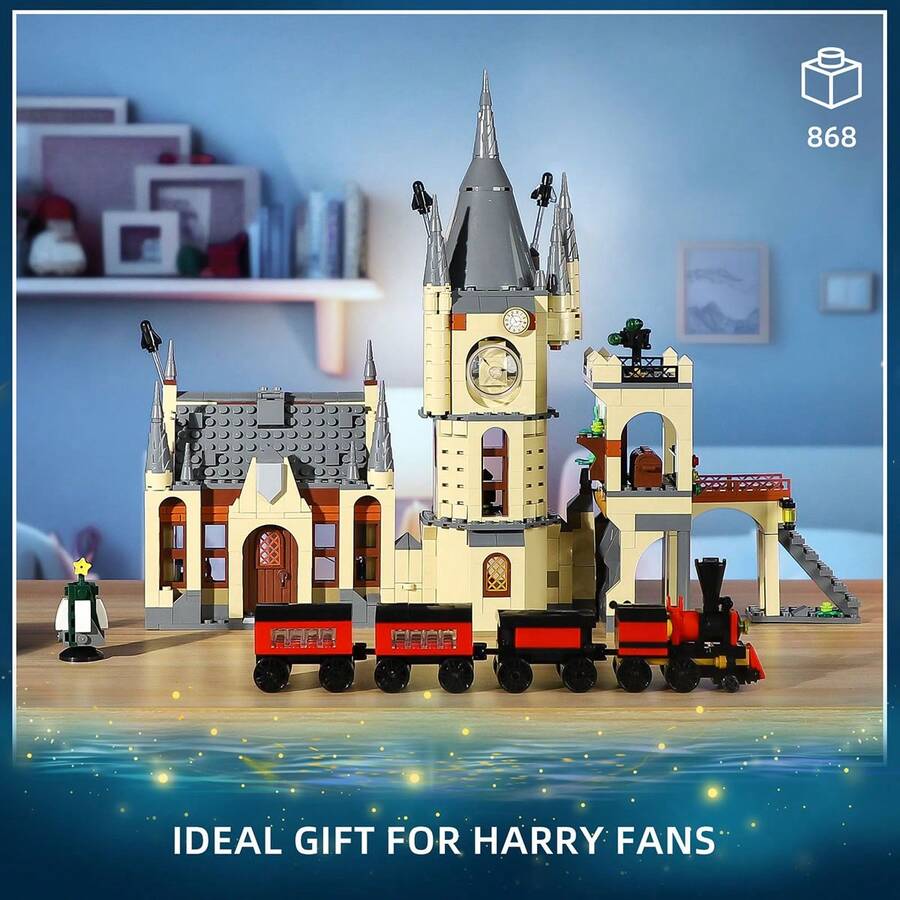 868 pezzi Set di blocchi da costruzione Castello magico, modello di casa in miniatura, mattoncini da costruzione, giocattolo, modello di architettura del castello STEM, decorazione creativa per ufficio e casa, regalo ideale per adulti per compleanni e Natale