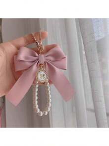 1pc Gorgeous Matte Bow With Faux Pearl Keychain Lovely Faux Pearl Beaded Bracelet Vintage Charm Women And Girls Wallets Socks Backpacks Car Accessories Ribbons Pearl Pendant Valentine's Day Bow Keychain School Supplies Teacher Gifts Back To School Teacher Essentials Valentine's Day Bag Charm Pearl Cute Goth Y2k Faux Pearl Beaded Bracelet Matte Bow Keychain For Women Girls Car Backpack Decor Valentine Teacher Gift Back To School Supplies Goth Y2k Cute Fashion Charm - 彩色 - 查看 8