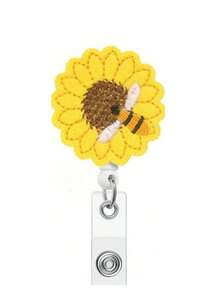 Retractable Rhinestone Sunflower Badge Reel Clip, Suitable For Nurses, Doctors, Office Personnel - C-Yellow - View 5