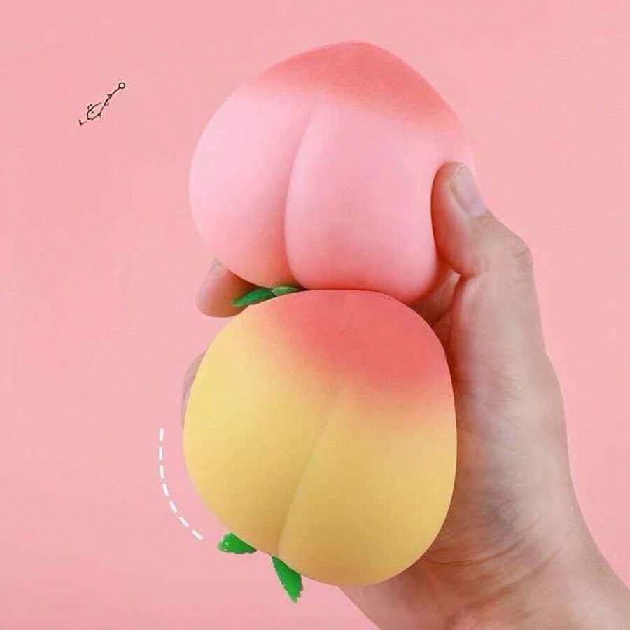 新款创意减压逼真桃子挤压玩具，柔软慢回弹减压指尖玩具 - 彩色 - 查看 1