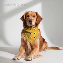 1pc Large Bee Themed Dog Bandana/Scarf, Suitable For Medium Dogs - 24.8 Inches X 11 Inches (62 X 28 Cm) Bee Pattern With "BEE" Text, Machine Washable Pet Accessory, Yellow Bee Collar, Suitable For Outdoor Walks And Bee Themed Parties - Multicolor - View 4
