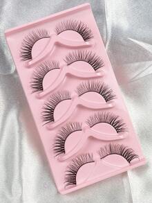 5对长款猫眼假睫毛，节日礼物，纤长浓密，打造夸张妆容，可重复使用，条状假睫毛，营造迷人妆容，情人节完美之选。 - 狐狸眼睫毛 - 查看 6