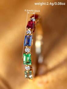 1枚优雅蓝色立方氧化锆戒指，女士婚礼订婚派对珠宝，情人节礼物 - 1# - 查看 10