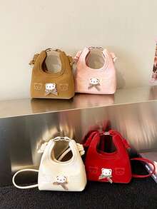 1pc New Spring/Autumn Kids Bag, Korean Embroidered Cute Bear Half Moon Bag, Girls Mini Crossbody Coin Purse, Children Sling Bag - Multicolor - View 2