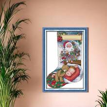 CaptainCrafts - Kit de punto de cruz, punto de cruz, sin impresión, bordado, calcetines de Navidad (sueño, sin preimpresión, 14 quilates, 13.4 x 19.3 pulgadas) - Sueño - Ver 3