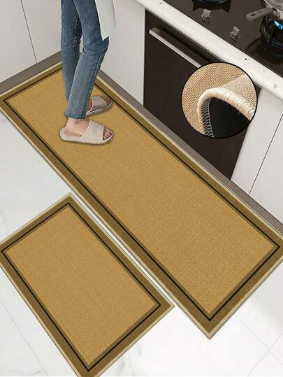 3,5 mm Kalınlığında Yumuşak Kauçuk Keten Mutfak Paspası, Modern Sade Stil, Su Emici, Soyulmayı Önleyen Dikişli Kenarlı, Su Emici ve Kolay Temizlenebilir Kapı Paspası, Mutfak, Banyo, Çamaşır Odası, Koridor, Oturma Odası ve Diğer Alanlar İçin Uygundur.