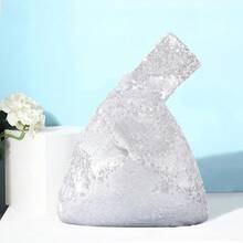 Sequin Evening Bag Wrist Handbag Glitter Clutch Phone Wallet Purse Portable Pouch - Silver - View 9