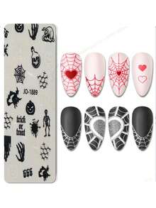 Halloween Nail Stickers Set With Skull Pumpkin Spider Web Witch Designs Self Adhesive Nail Art Decals For Women Girls DIY Manicure - Multicolor - View 3