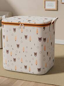 Caixa organizadora dobrável de grande capacidade com alças, design com estampa fofa que torna a organização da casa mais divertida, bolsa de armazenamento portátil reforçada para roupas de cama, organizador de guarda-roupa que economiza espaço, adequada para quarto, casa, dormitório, também pode ser usada como cesto de roupa suja ou para guardar brinquedos. - Multicolorido - Ver 4