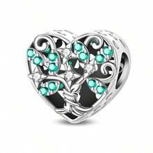 1 Silver-Plated Pendant Bead, Flower-Giving Bead, Parent-Child Hand-Holding Bead, Green Tree Of Life Bead, Parent-Child Hand-Holding Bead, Parent-Child Bead, Mother-Daughter Dance Tree Of Life Pendant, Family Harmony Bead, Family Tree Of Life Bead - Multicolor - View 18