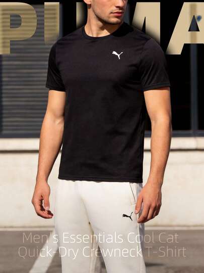 Puma 男裝T卹 M TAD ESSENTIALS SOLID CAT TEE (LC small cat) 運動休閒服柔軟舒適跑步短袖訓練上衣