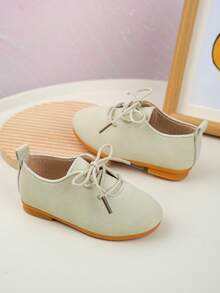 2026新款婴幼儿平底鞋，女童系带公主复古休闲学生鞋 - 米色 - 查看 4