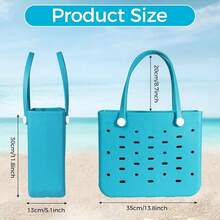 Medium Rubber Beach Bag For Men & Women, Large Capacity Rubber Travel Tote Bag For The Beach Boat Pool - 新湖藍 - 查看 3