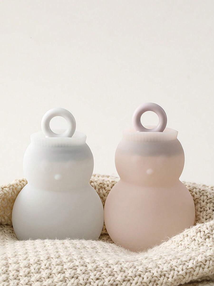 1pc Silicone Hot Water Bottle, Office/Home Use Warm Hand Warmer, Refillable Thick Anti-Explosion Cute Snowman Portable Hot Water Bag - Snowman - View 1