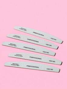 10Pcs Half Moon 100/180 Grit Wood Nail Files Double Sided Emery Board Washable Emery Boards Reusable Nail Buffers Manicure Tools For Natural Nails Home And Salon Use Nail Sanding Block File - Multicolor - View 5