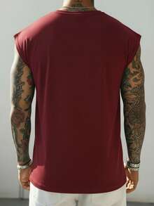 GRDR Men's Summer Casual Sleeveless Round Neck Tank Top - Burgundy - View 5