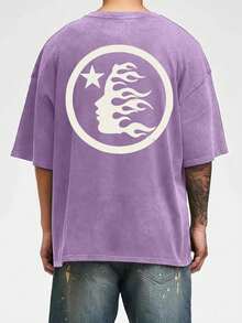 Star Print Tee Shirt, Tees For Men, Casual Short Sleeve T-Shirt For Summer - Màu tím - Xem 3