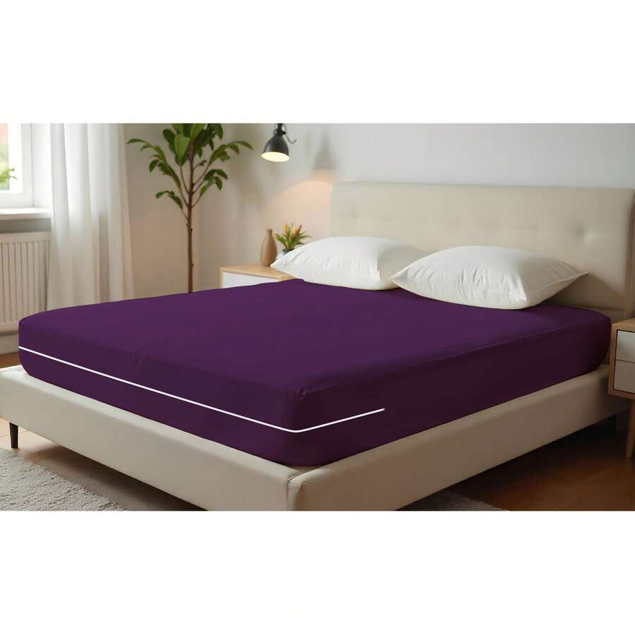 Double Gel Knit Mattress Cover With Zipper - 紫色 - 查看 1