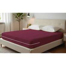Double Gel Knit Mattress Cover With Zipper - Burgundy - View 1