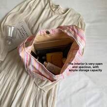 New Stylish Fresh Sweet Artistic Underarm Versatile Tote Bag For Women, Lightweight Commuter Large Capacity Shoulder Bag , Makeup Room Decor ,Makeup Bag - Multicolor - View 9