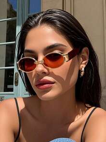 1/2件装塑料经典椭圆形女士流行设计眼镜组合，适合街拍摄影师 - 彩色 - 查看 6