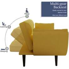 This 74-Inch Living Room Sofa Features Two Soft Armrest Cushions, Offering Comfortable Seating, Easy Assembly, And Is A Multi-Functional Sofa Suitable For Apartments, Bedrooms, And Small Spaces. - 黃色 - 查看 5