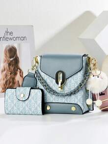 迷你手机包套装 - 时尚印花单肩斜挎包 - 粉色 - 查看 2