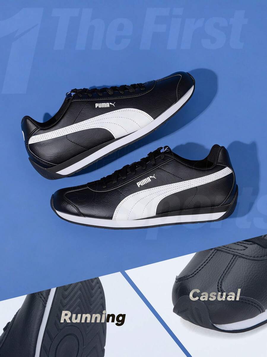 Puma 都灵3休闲鞋,男女通用低帮复古运动鞋,383037-05户外运动休闲鞋 - 黑色-彪馬白 - 查看 1