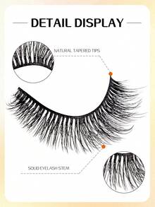 5 Pairs Of Naturally Messy Cat Eye False Eyelashes, Natural Makeup Effect, Slender, Elongated - Natural Lashes - View 7