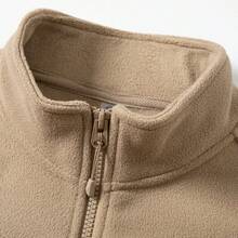 TIANXICO Mens Fleece Jacket Full Zip With Pockets Warm Lightweight Winter Jacket Thermal - Khaki - View 6