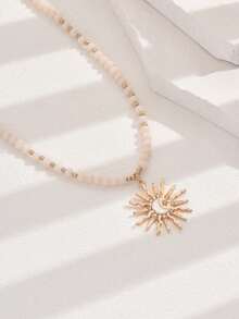 2 chiếc vòng cổ mặt dây chuyền hình mặt trời và mặt trăng đính ngọc trai thiết kế độc đáo dành cho nữ - Nhiều màu - Xem 3