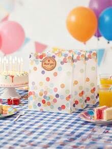 30/50个波西米亚风生日派对礼品袋，彩虹波点纸质派对袋，附赠感谢贴纸，适用于生日派对、婚礼、露营派对、庆典、婴儿派对等多种场合，用途广泛，可用于装饰。 - 彩色 - 查看 9