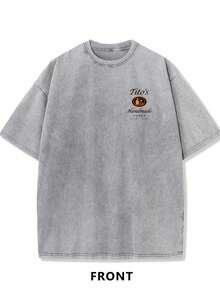 180g Washed Short Sleeved Shirt,  And Fashionable Men's Casual, Tito's Handmade Vodka Austin Texas Printed Pattern T-Shirt For Spring And Summer, Suitable For Daily Outdoor Wear - Màu Xám nhạt - Xem 2