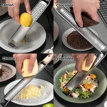 Stainless Steel Handheld Kitchen Cheese Grater, Handheld Cheese Grater With Cleaning Brush, Lemon Zester With Wooden Handle Suitable For Cheese, Chocolate, Spices, Kitchen Gadgets And Tools - Long Board - Multicolor - View 2