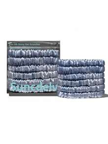 SUNCDELV SLIK 22 Momme 100% Silk Hair Scrunchie Handmade Pure Mulberry Hairbands Silk Hair Ties Scrunchies Set Women Curly Thin Hair Srevela Hair Accessories - Multicolor - View 6