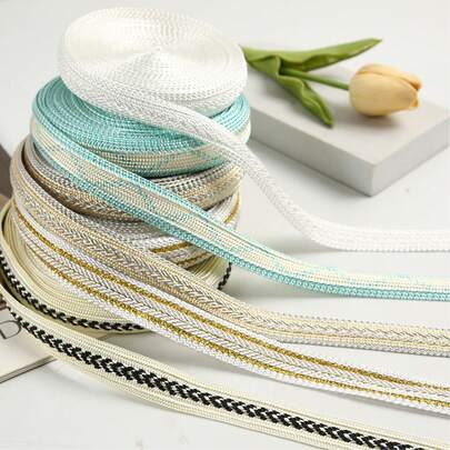 1 Roll 1m Polyester Satin Ribbon, 2cm Width, Middle Eastern Robe Decoration Material, DIY, Soft Texture, Suitable For All Seasons