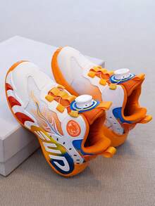 1 Pair Kids' Breathable Mesh Sneakers, Spring New Casual Lightweight Soft Bottom Basketball Shoes For Boys - Black - View 5