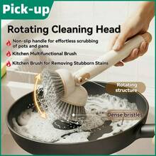 New Patented Pot & Utensil Cleaning Brush, With Rotatable Long Handle Brush Head, Easy To Clean Kitchen Pots, Cups, Bottles, Stovetops, Sinks, Fruits & Vegetables, Commercial Cleaning - Upgrade Rotating Pot Brush - View 6