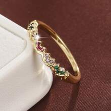 1pc Fashion Heart Shaped Artificial Zirconia Stone Women Ring - Multicolor - View 23